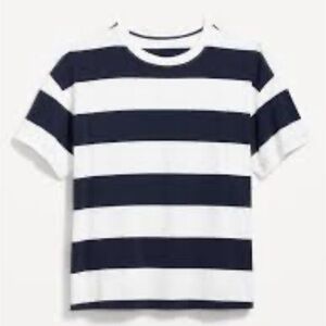 Old Navy Women’s Navy and White Crew Neck Striped Tee Medium